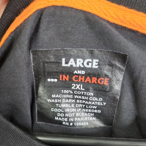 Mens Black Pocket Shirt Long Sleeve Large And In Charge Crew Neck Size 2XL - Picture 6 of 10